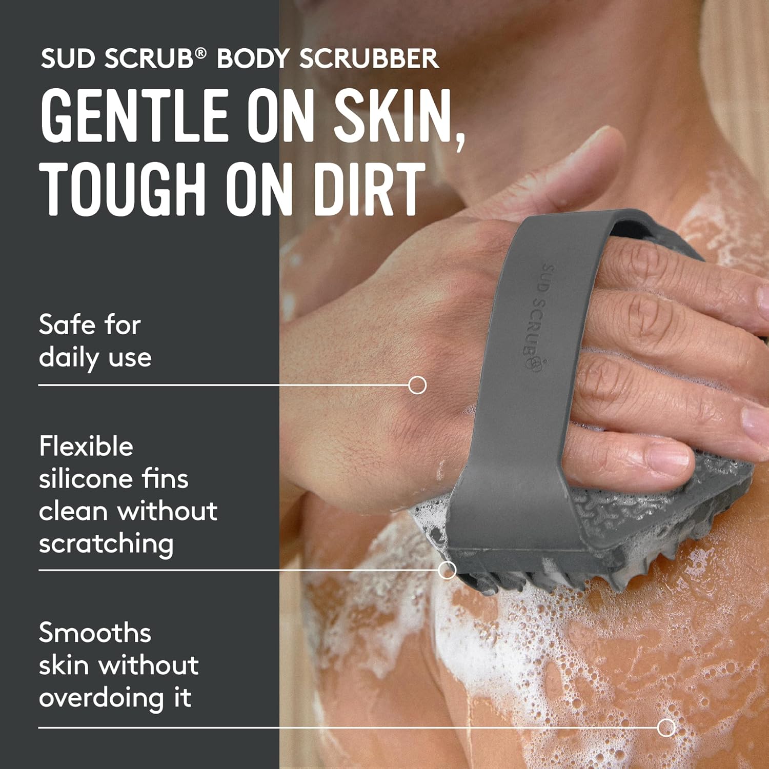 Sud Scrub® Depurador corporal de silicona antimicrobiano, cepillo e...