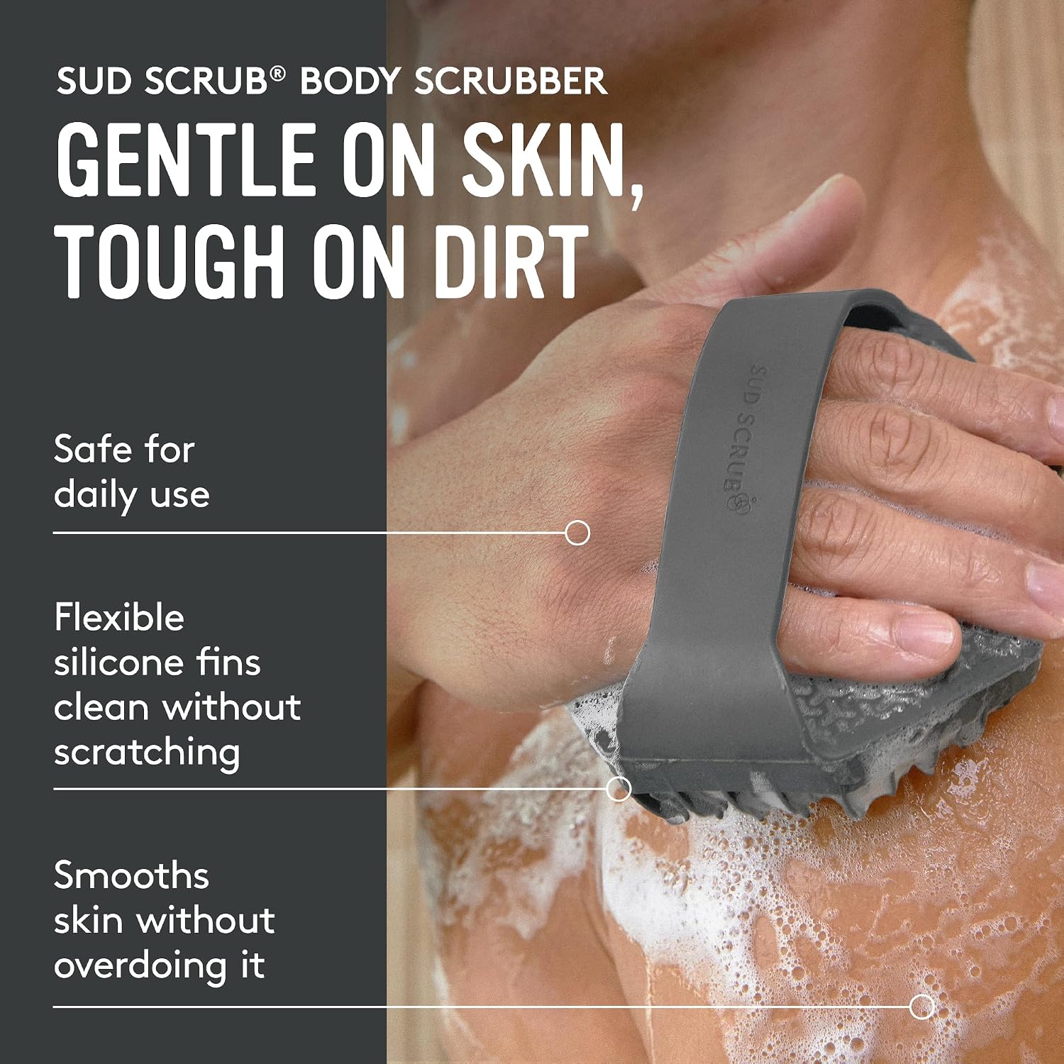 Sud Scrub® Depurador corporal de silicona antimicrobiano, cepillo e...