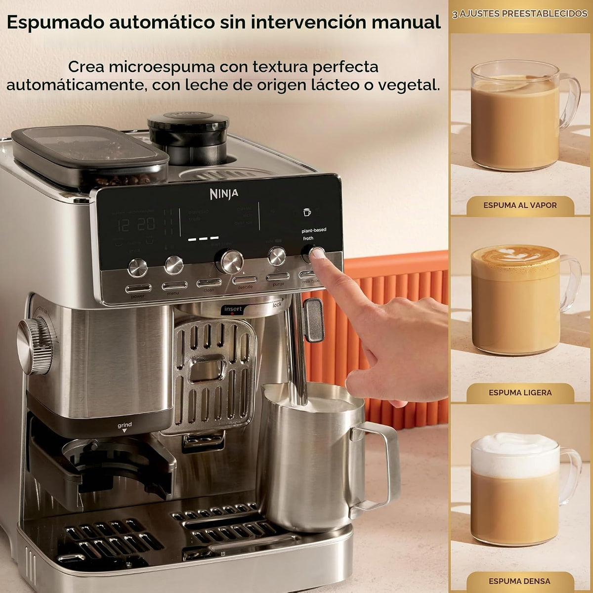 Ninja Luxe Café Mini Plus con AutoFroth, Espresso y Drip, Inoxidabl...