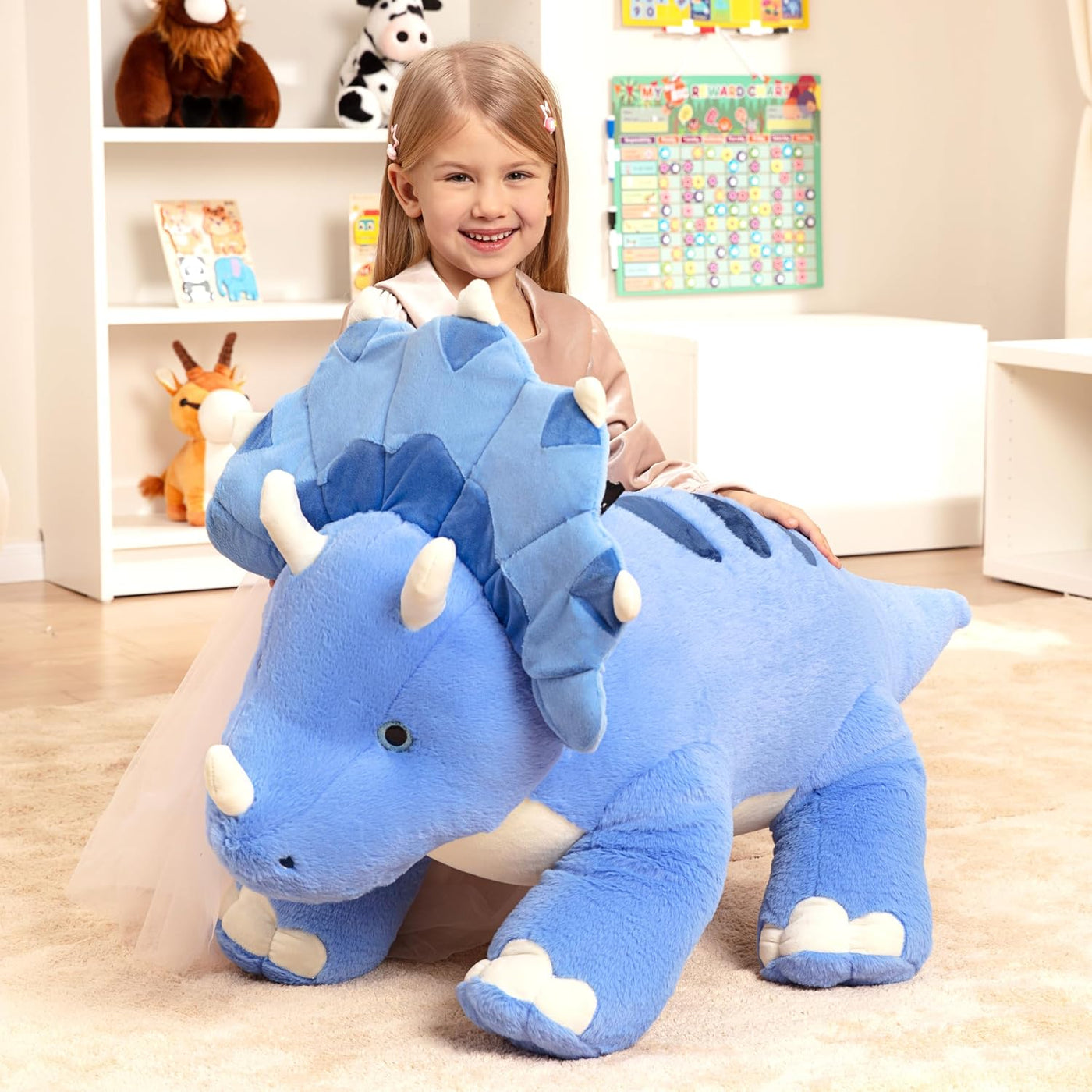 IKASA Dinosaurio Triceratops gigante de 30 pulgadas, juguete de pel...