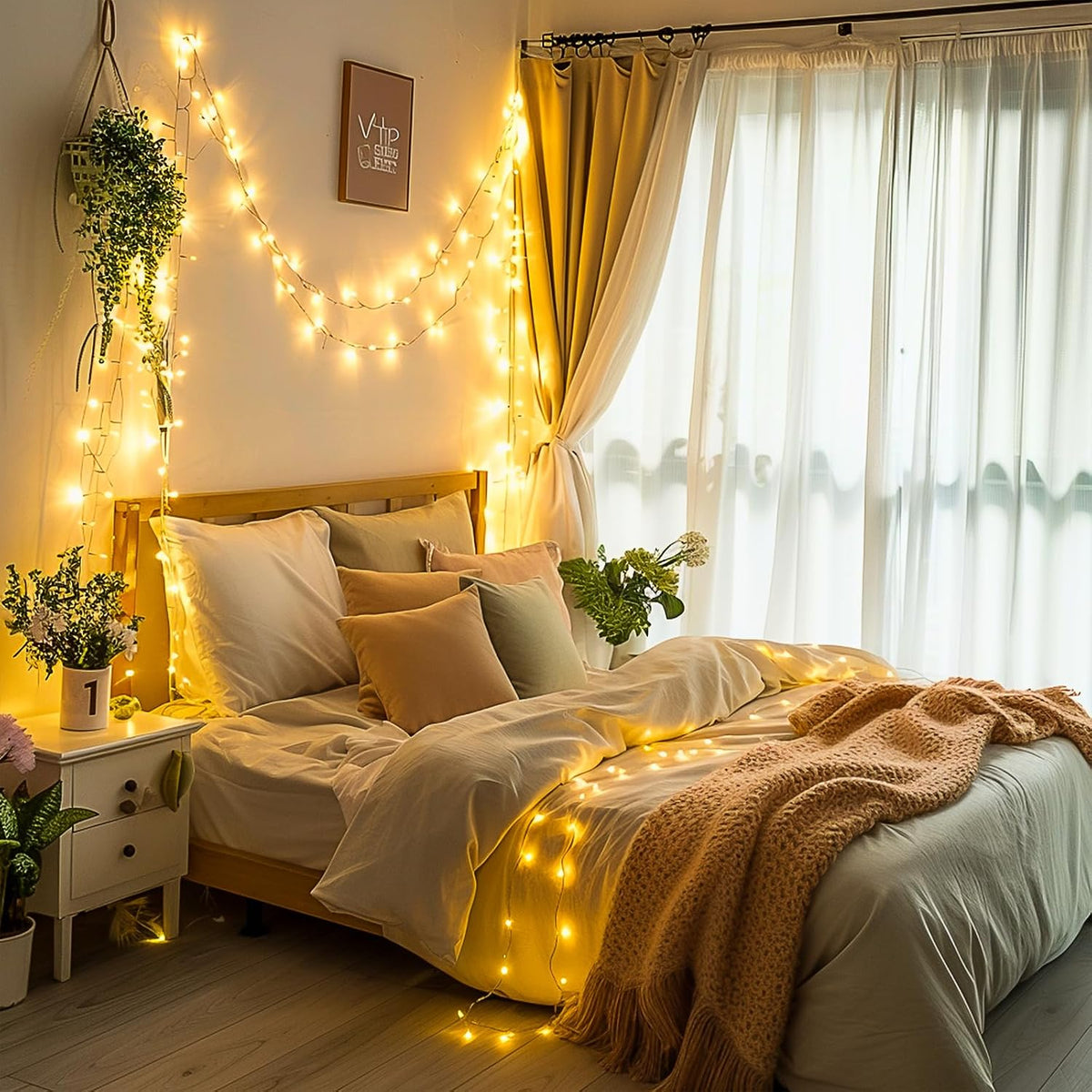 JMEXSUSS Luces navideñas de 99 pies para dormitorio, 300 luces LED...
