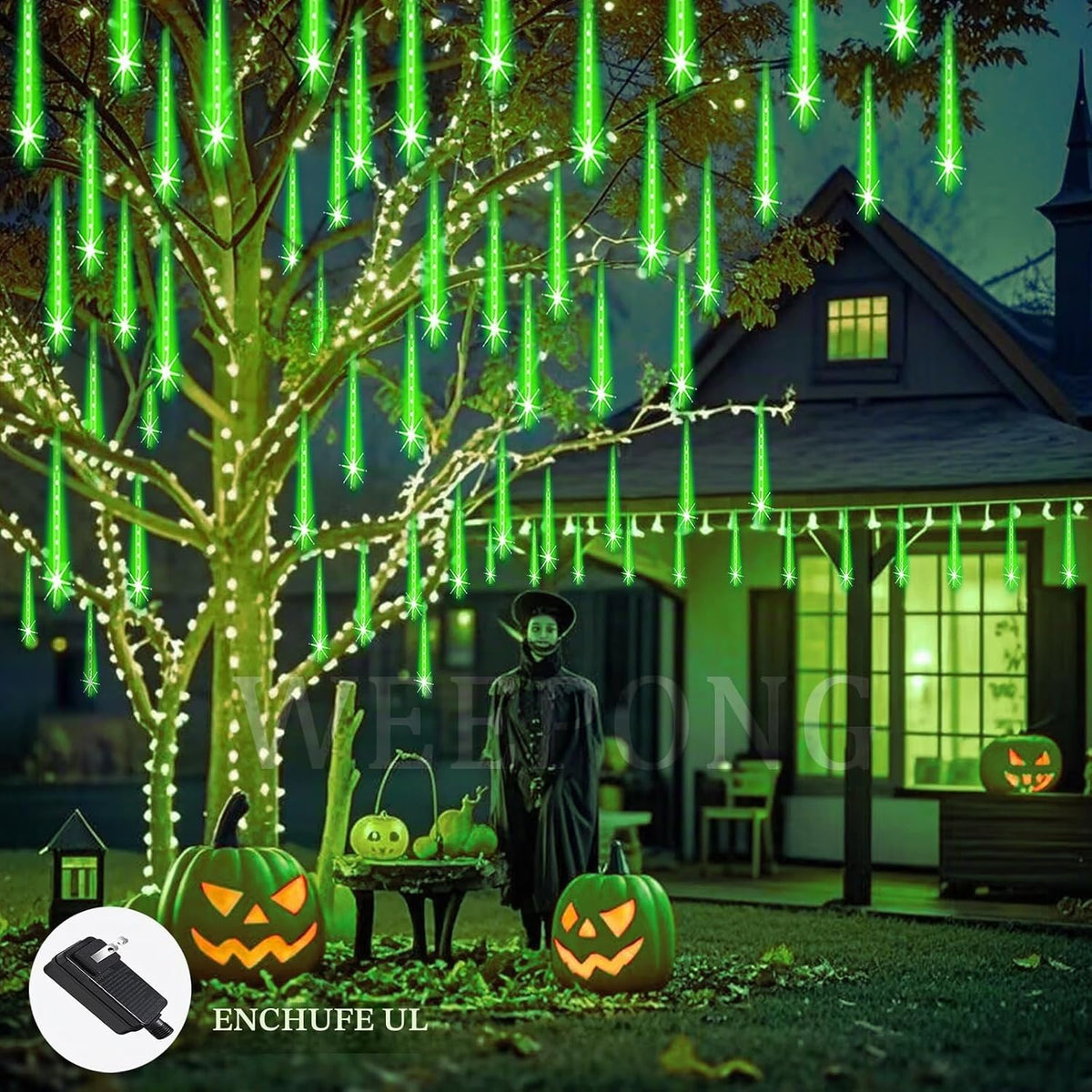 Weepong Luces de Halloween al aire libre, luces de Navidad de lluvi...