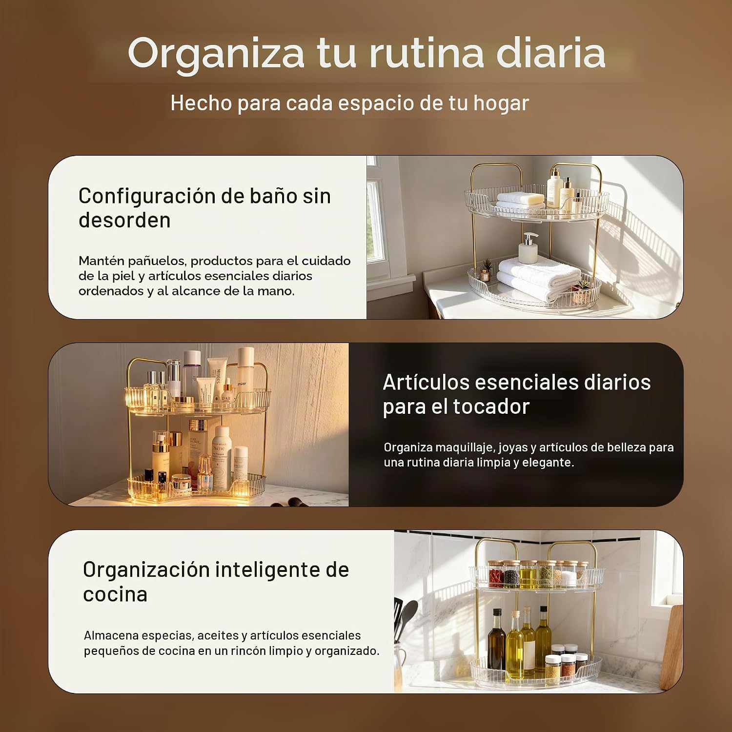 Organizador de baño esquinero de acrílico de 2 niveles, estante red...