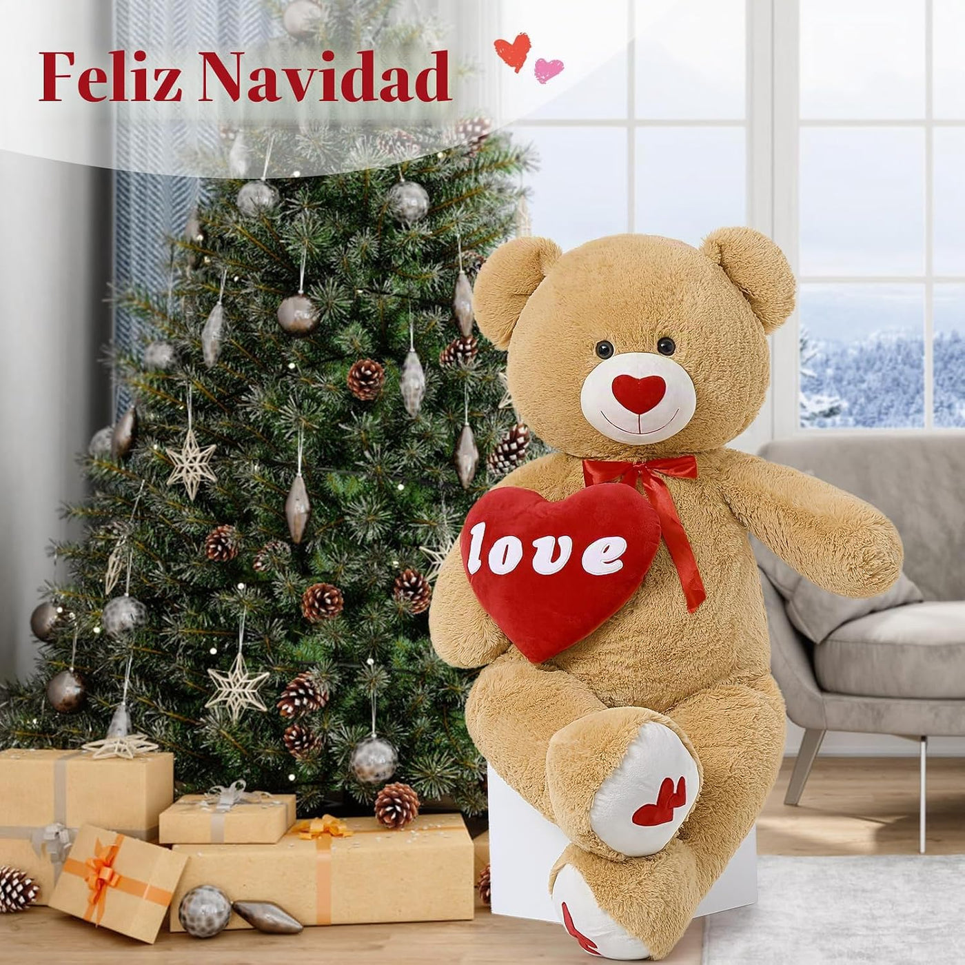 MorisMos Oso de peluche gigante con corazón, corazón de amor de 51...