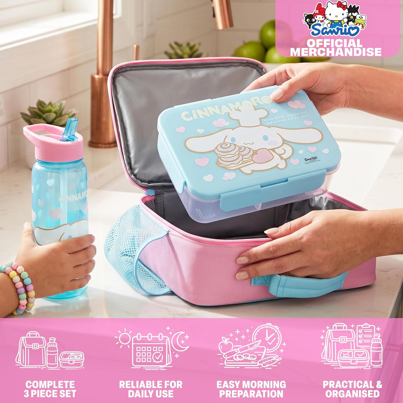 Get Trend Cinnamoroll Bolsa de almuerzo para niñas, caja Bento y bo...