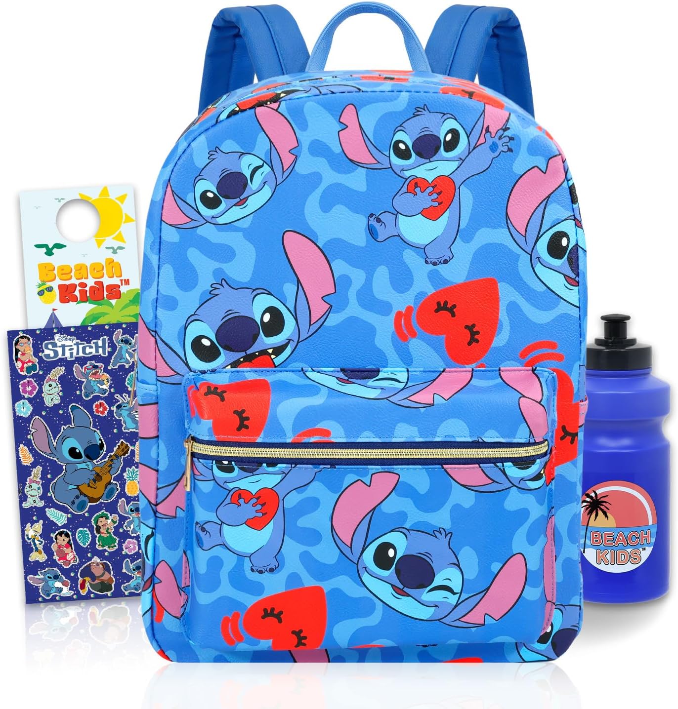 Disney Stitch - Mochila de piel sintética para mujer, paquete con b...