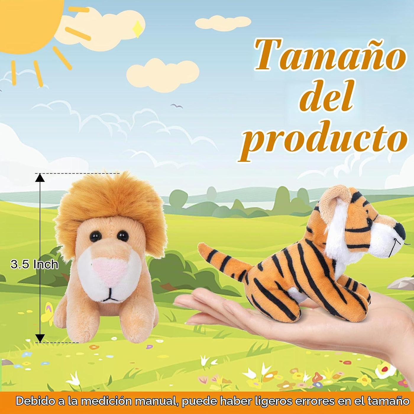 My OLi - Juego de 10 animales de peluche de zoológico, juguete de p...