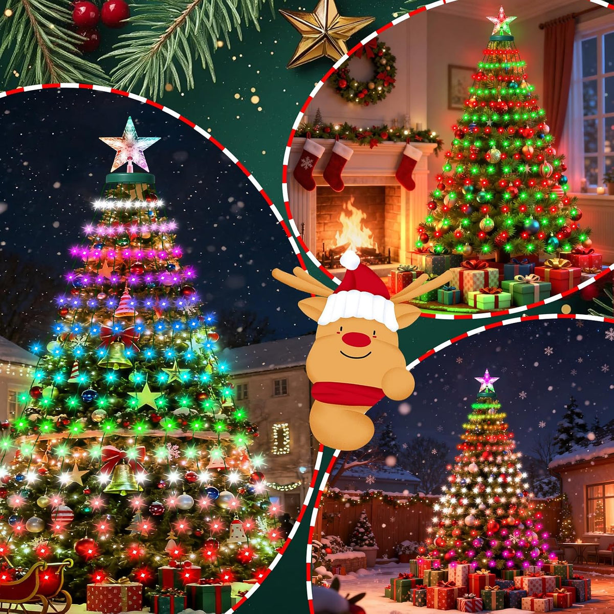 Luces de árbol de Navidad inteligentes con estrella en la parte sup...