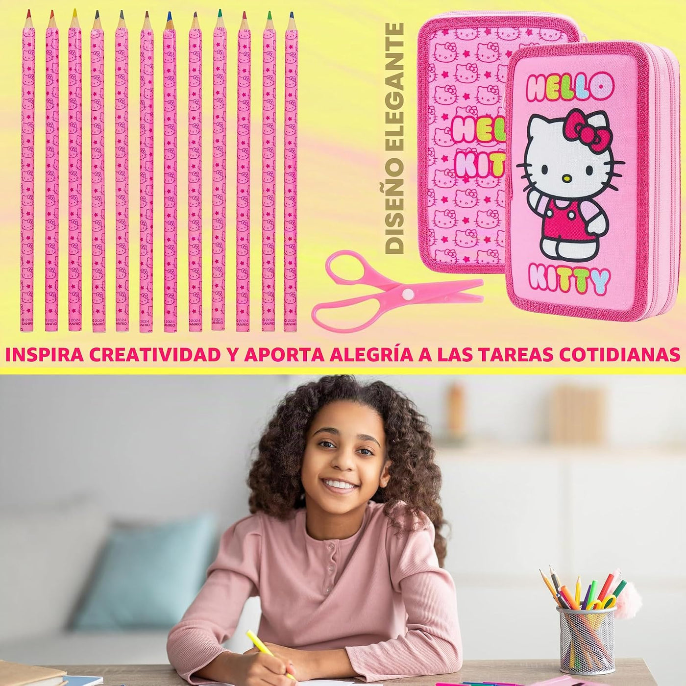 Hello Kitty Sanrio - Estuche para lápices de colores para niños, ma...