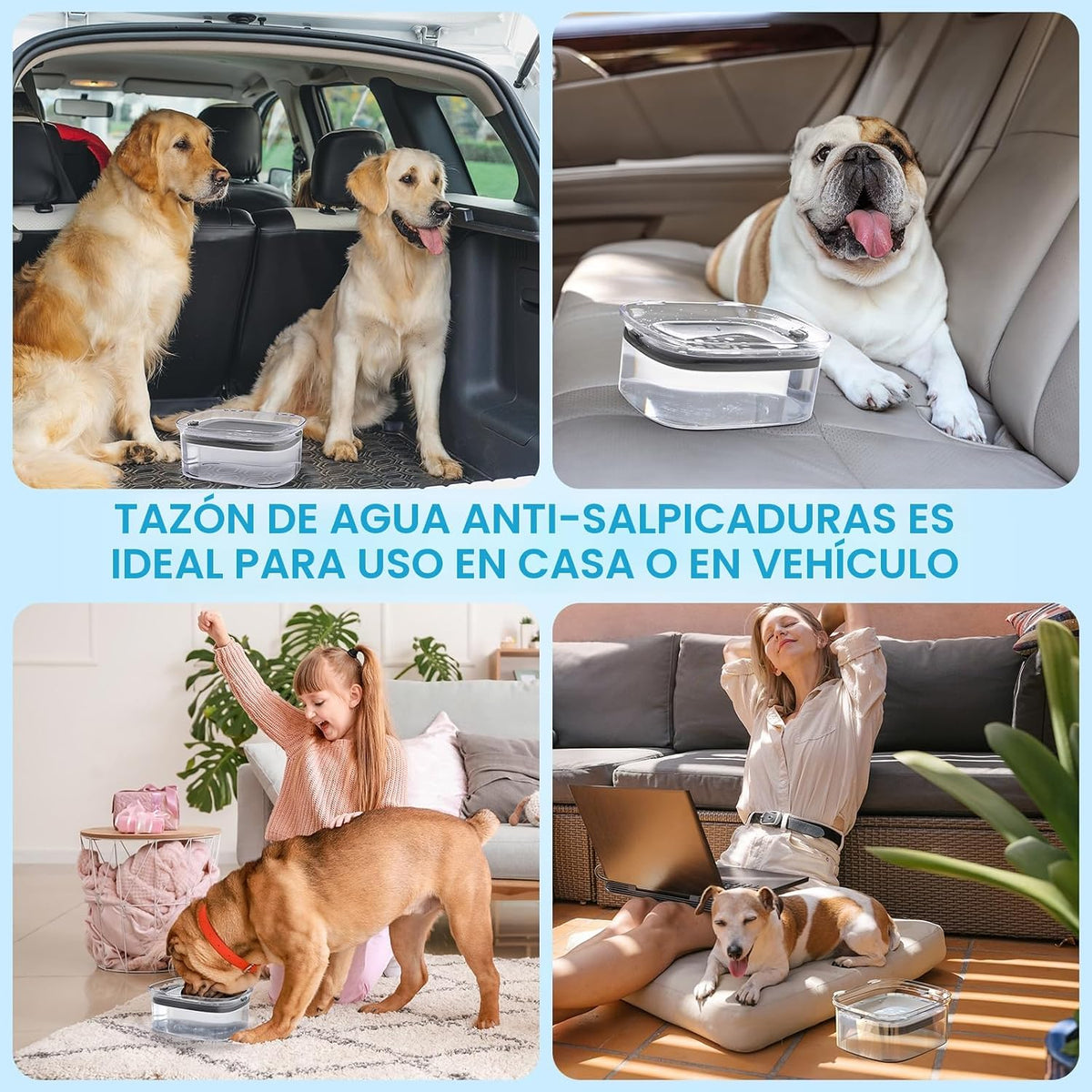 AONKEY Cuenco de agua para perros de 3L sin derrames, cuenco grande...