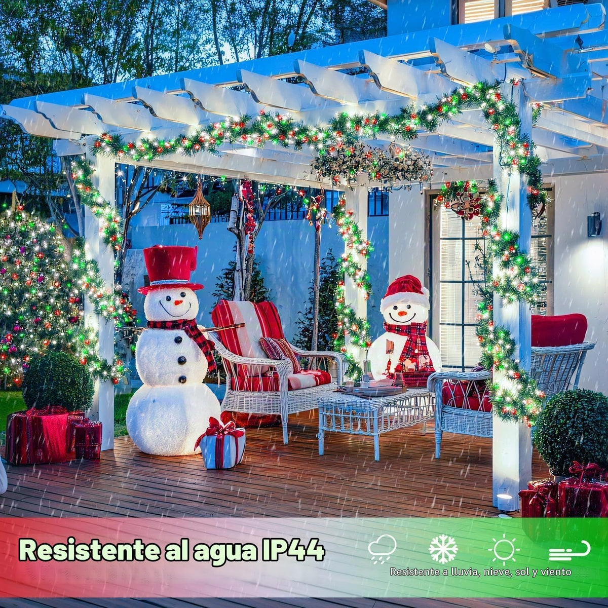 JMEXSUSS 200 luces LED de Navidad rojas, blancas y verdes para exte...