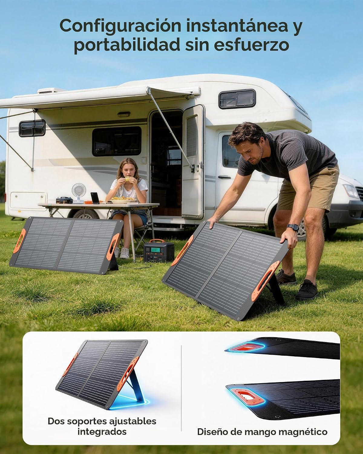 ZOUPW Panel solar portátil de 100 W para estación de energía, 23.5%...