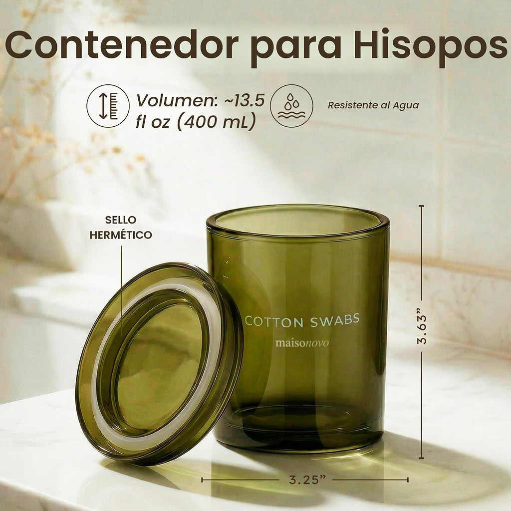 MaisoNovo Recipientes de vidrio para baño con tapas (hermético), so...