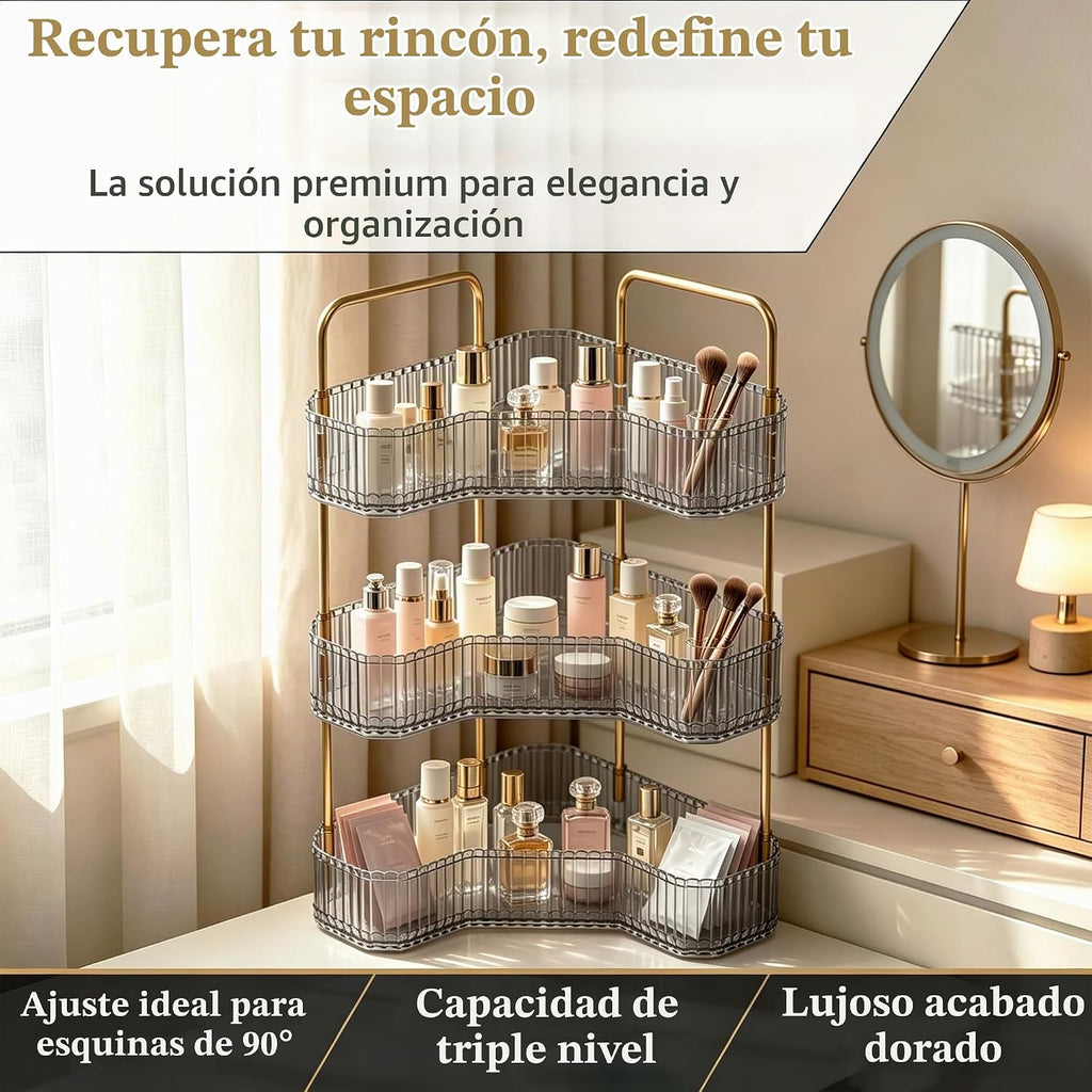 Organizador de baño esquinero de 3 niveles, estante para mostrador...