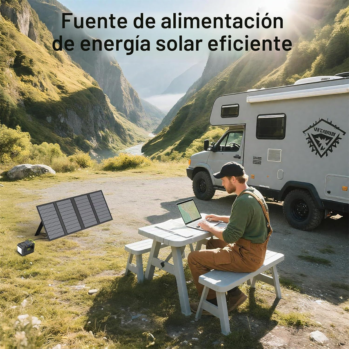 Cargador de paneles solares portátil de 60 W con salidas USB-C, USB...