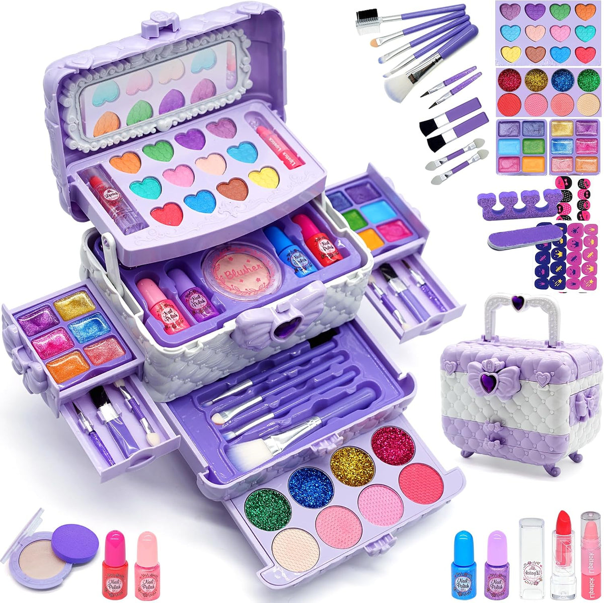 Kit de maquillaje para niños para niña: juguete de princesa lavable...