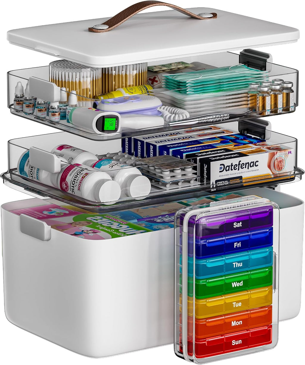 CTIME Organizador de medicamentos de 3 niveles con pastillero portá...