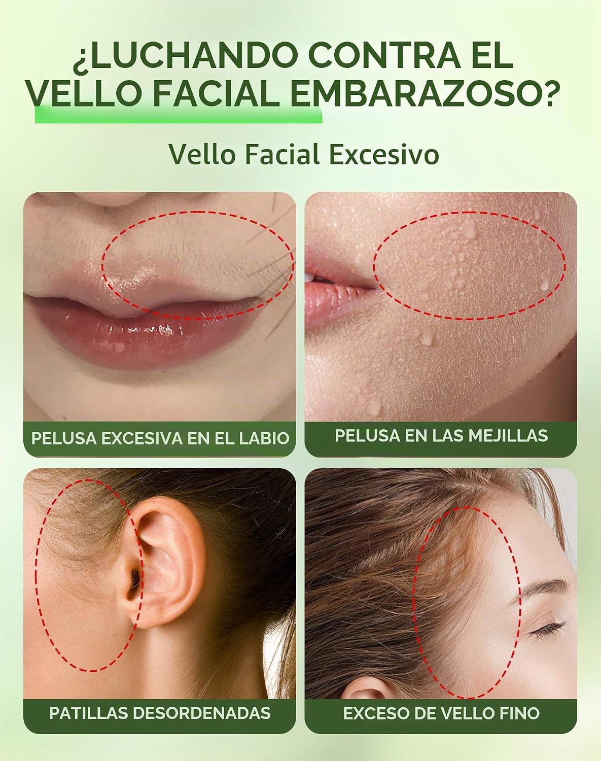 Crema de depilación facial sin dolor para mujeres - Kit 2 en 1 con...