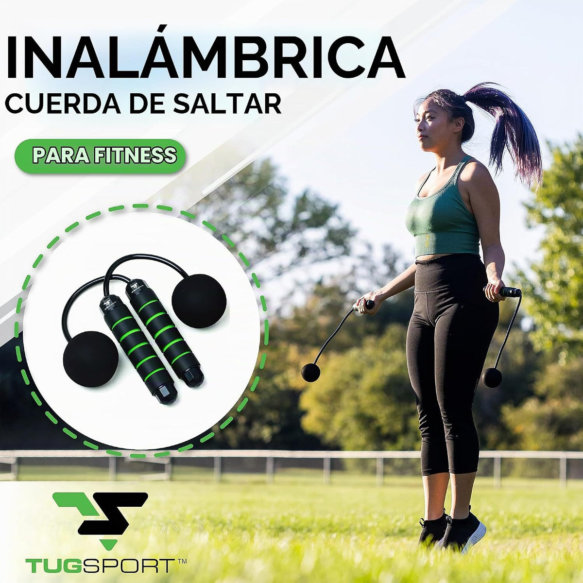 Cuerda de Saltar Inalámbrica con Peso - Cuerdas de Longitud Ajustab...
