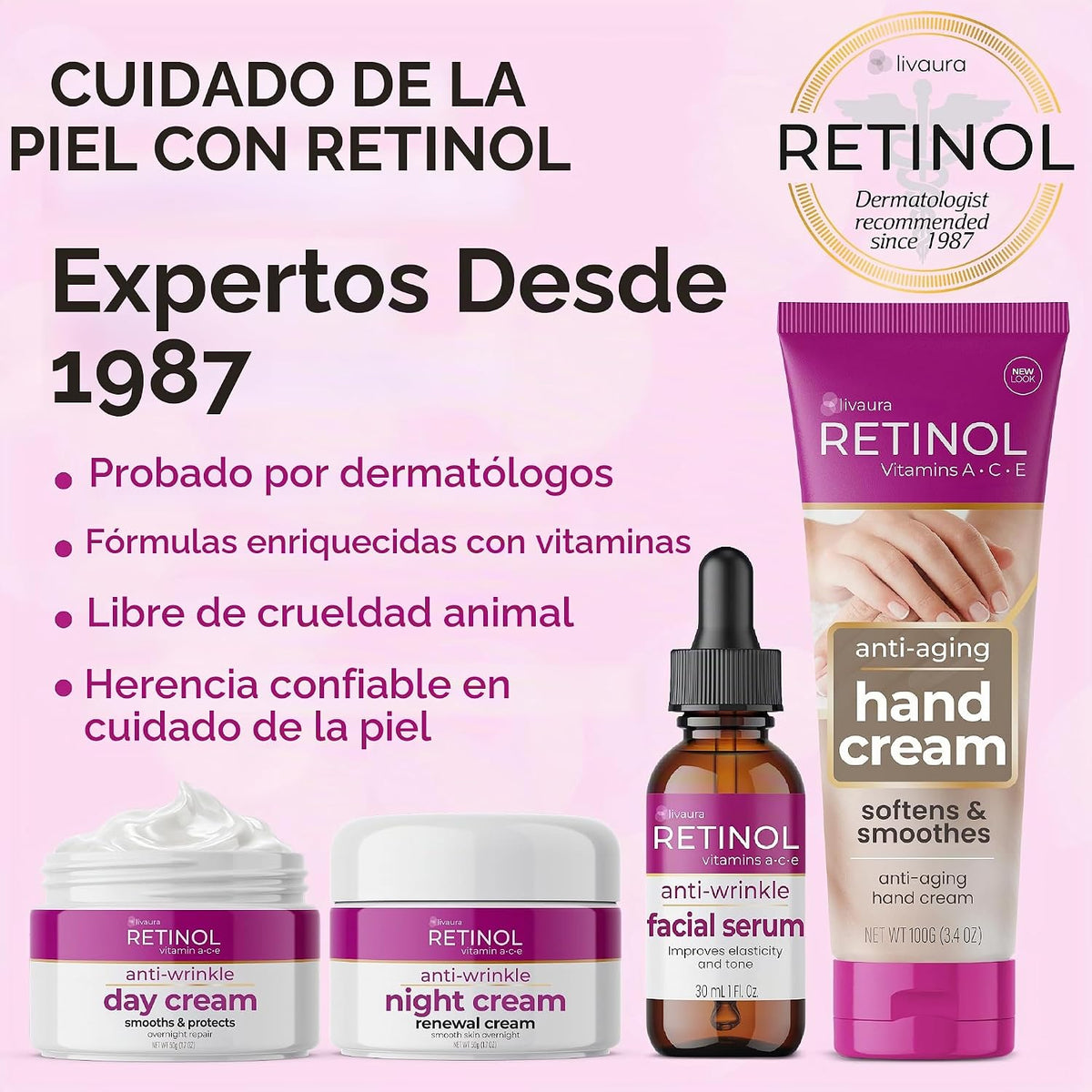 LIVAURA Retinol Face Serum - Crema instantánea de estiramiento faci...