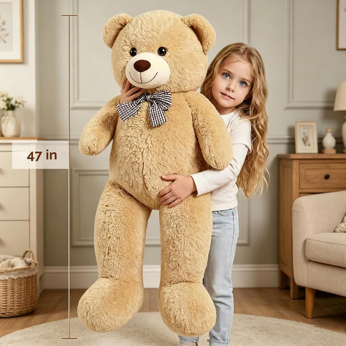 pelzutm Oso de peluche grande marrón gigante de 47 pulgadas, animal...