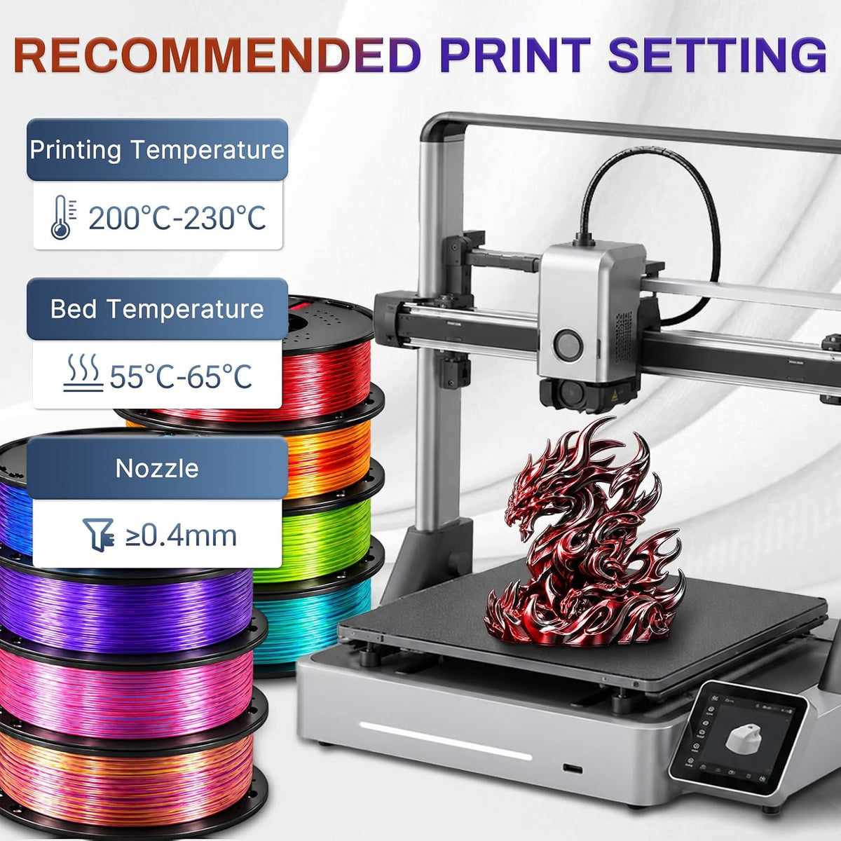 Colourbing Filamento de impresora 3D PLA+ de seda presecada de dobl...
