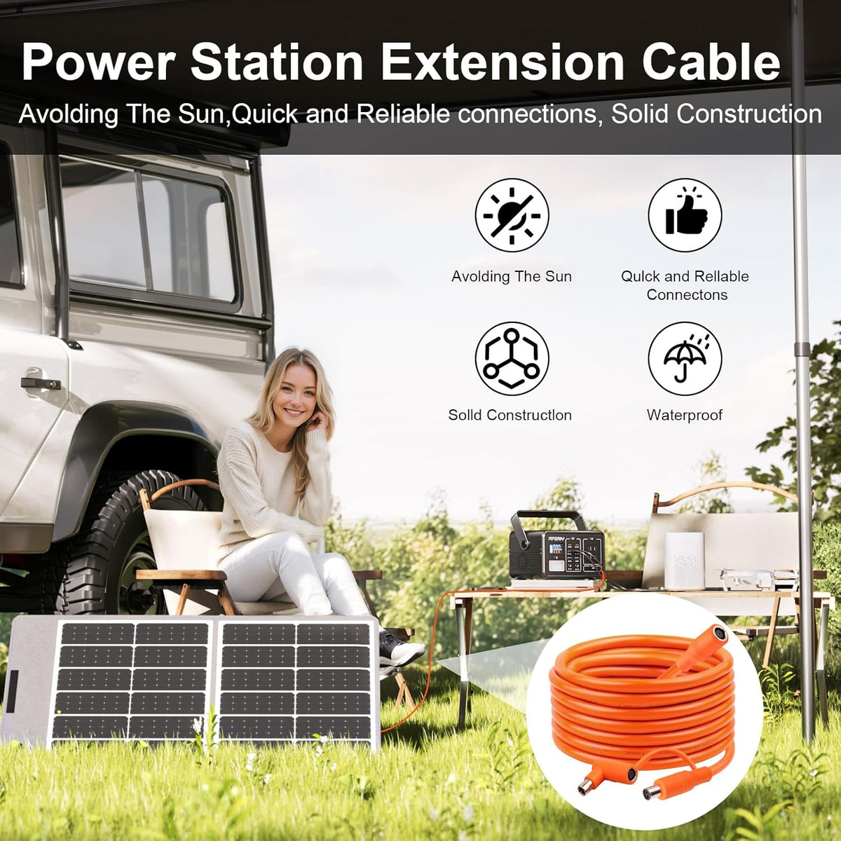 Cable de extensión de panel solar DC7909 de 25 pies 14 AWG compatib...