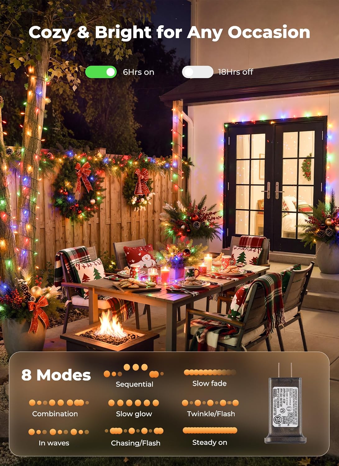 Brightown Luces de árbol de Navidad, 108 pies, 300 LED, luces de Na...