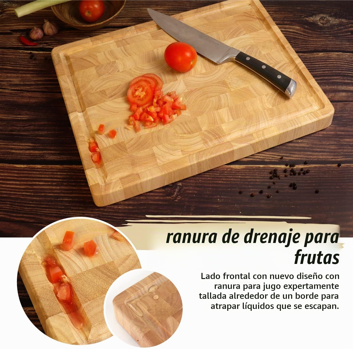 Tabla de cortar de madera de grano final de bloque de carnicero, ta...