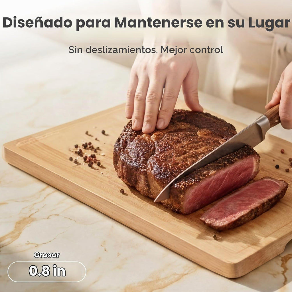 SMIRLY Juego de tablas de cortar de madera para cocina, juego de ta...