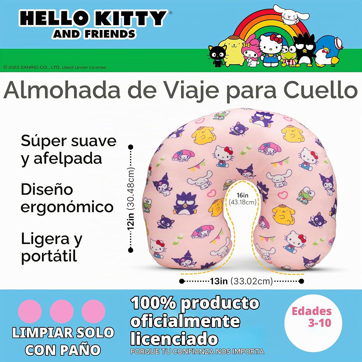 Sanrio Hello Kitty &amp; Friends Almohada de viaje para el cuello \...