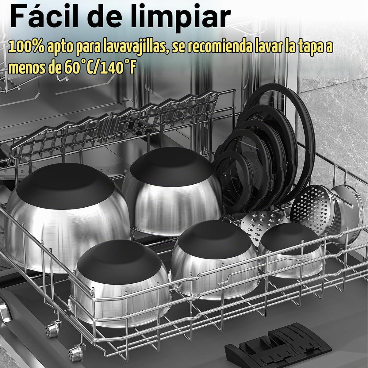Juego de cuencos para mezclar con tapas - Tapas antideslizantes, he...