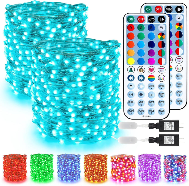 BrizLabs Luces de hadas que cambian de color, 66 pies 200 LED para...