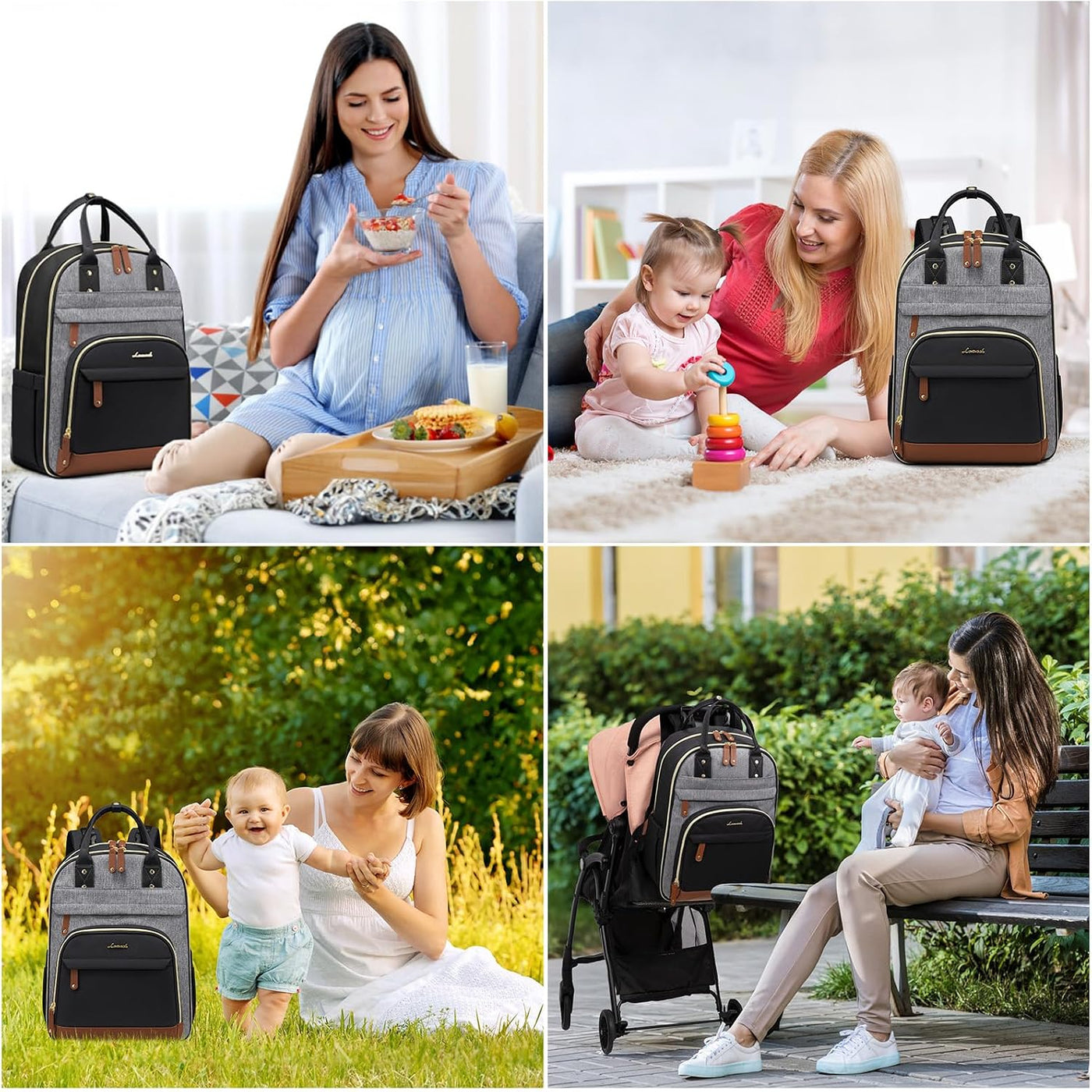 LOVEVOOK Mochila para Pañales, Bolsa de Bebé con Cambiador, Mochila...