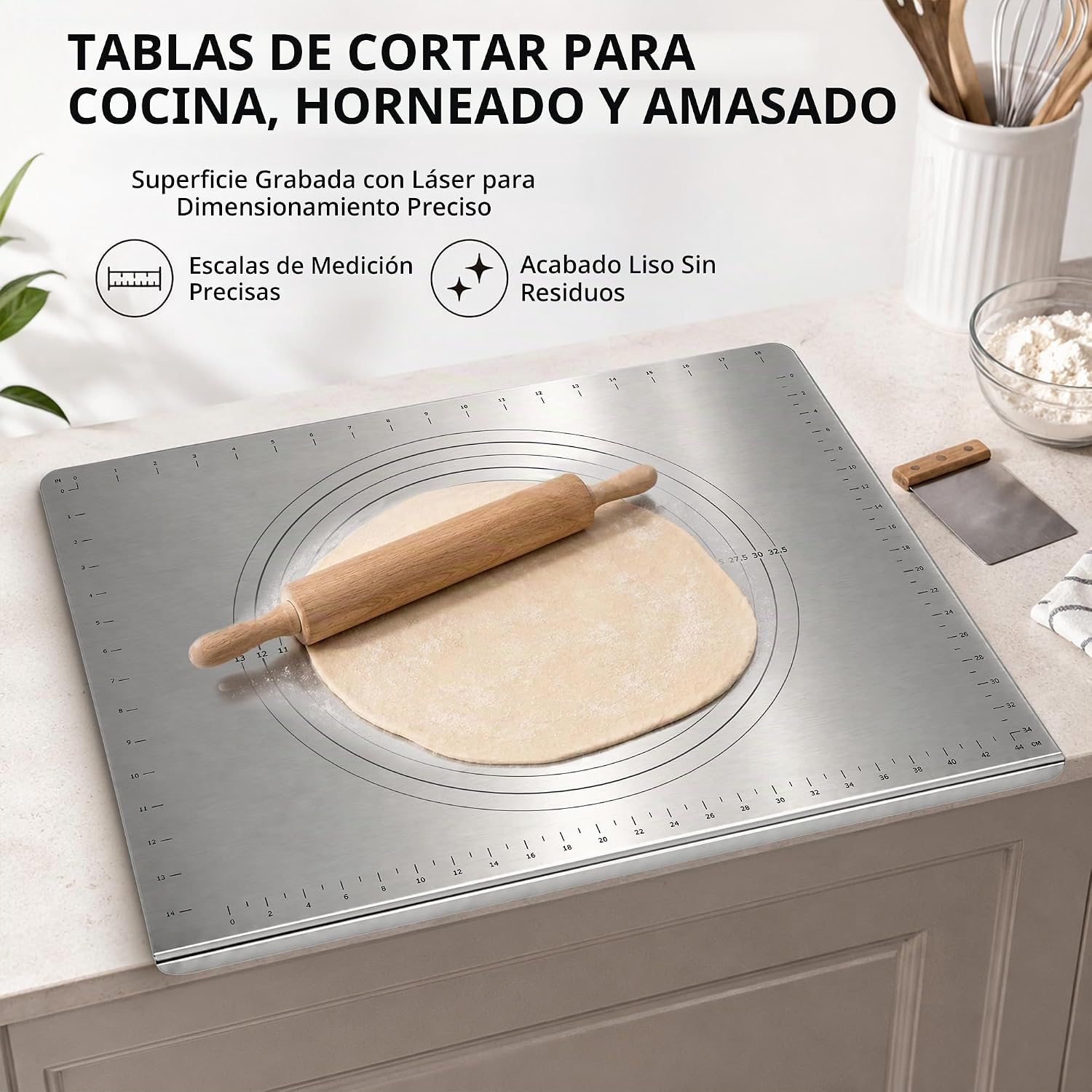 Guplai Tabla de cortar de acero inoxidable 304 con borde para cocin...