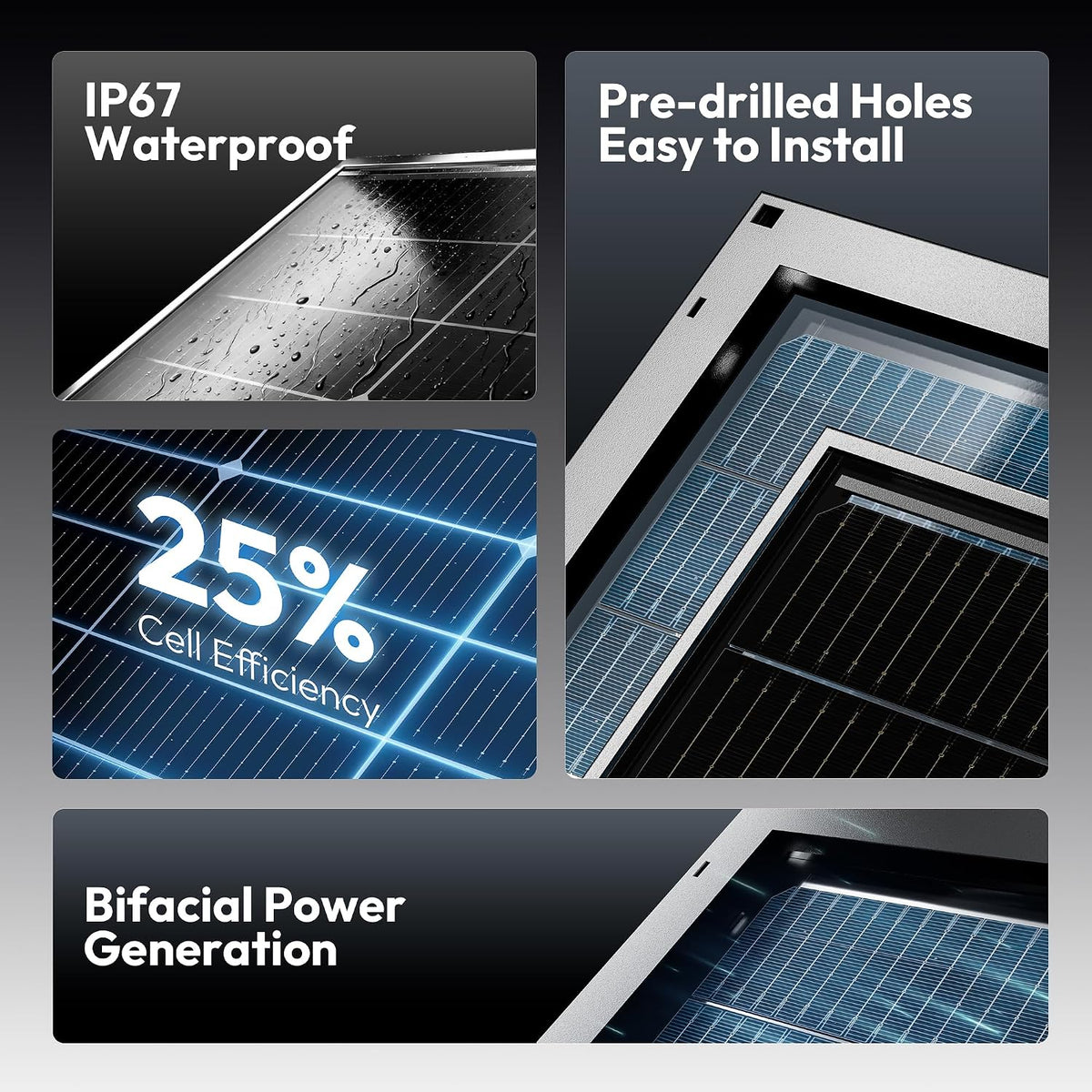 Epoch Paneles solares biaciales de 200 W, panel solar monocristalin...