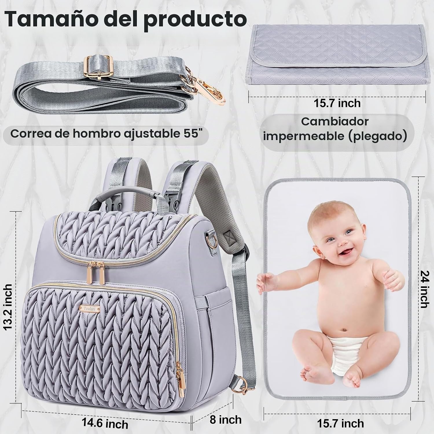 Mochila de pañales Tealari convertible de 4 en 1, bolsa de pañales...
