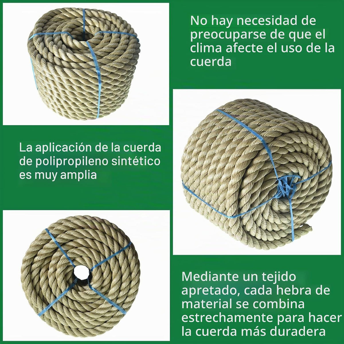 YSMN Cuerda de manila artificial de 1 pulgada, 50 pies, trenzada, d...