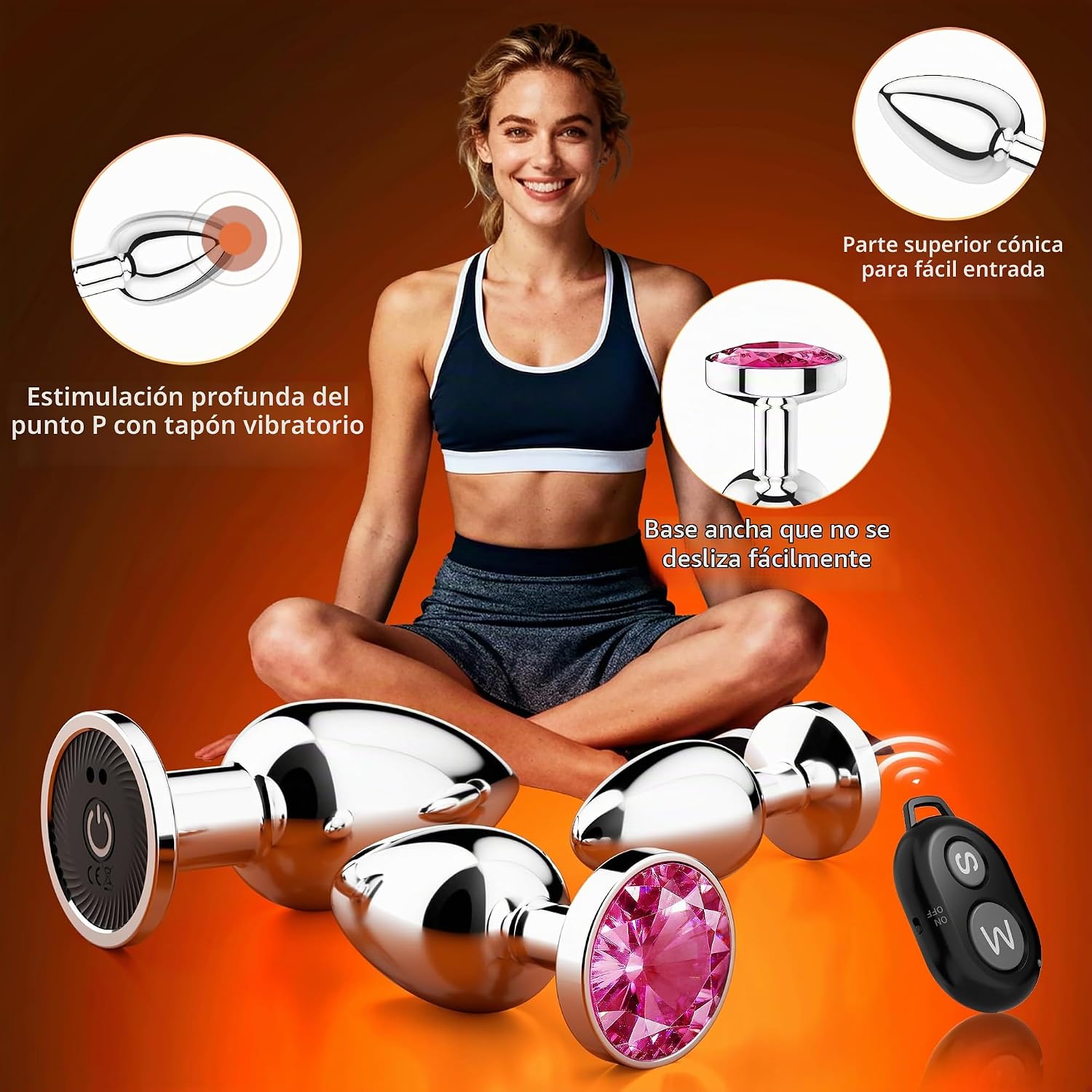 Yolodit Enchufe anal vibrador de tapón de glúteos, 3 juguetes anale...