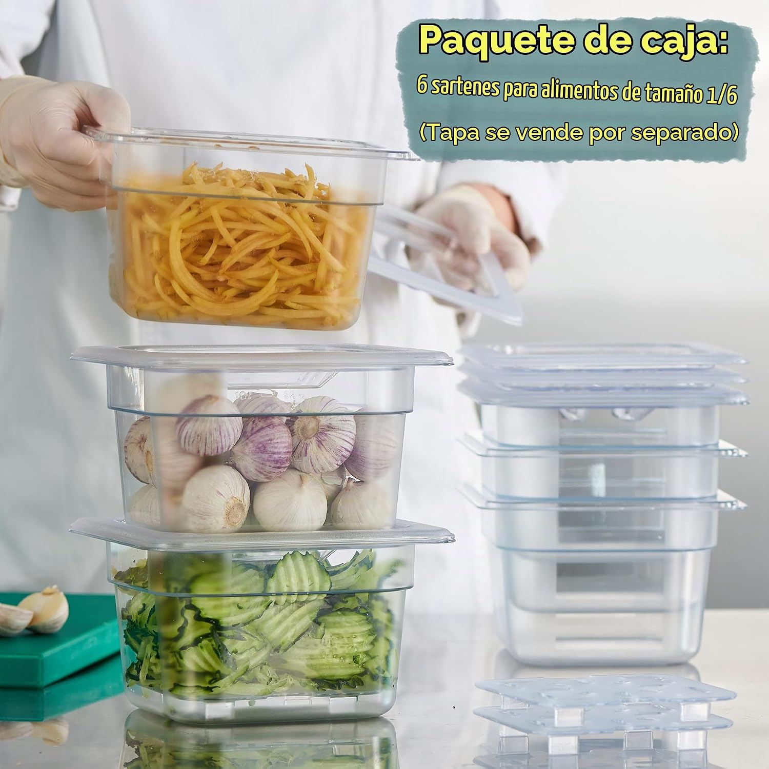 CURTA Paquete de 6 Recipientes para Alimentos de Policarbonato NSF...