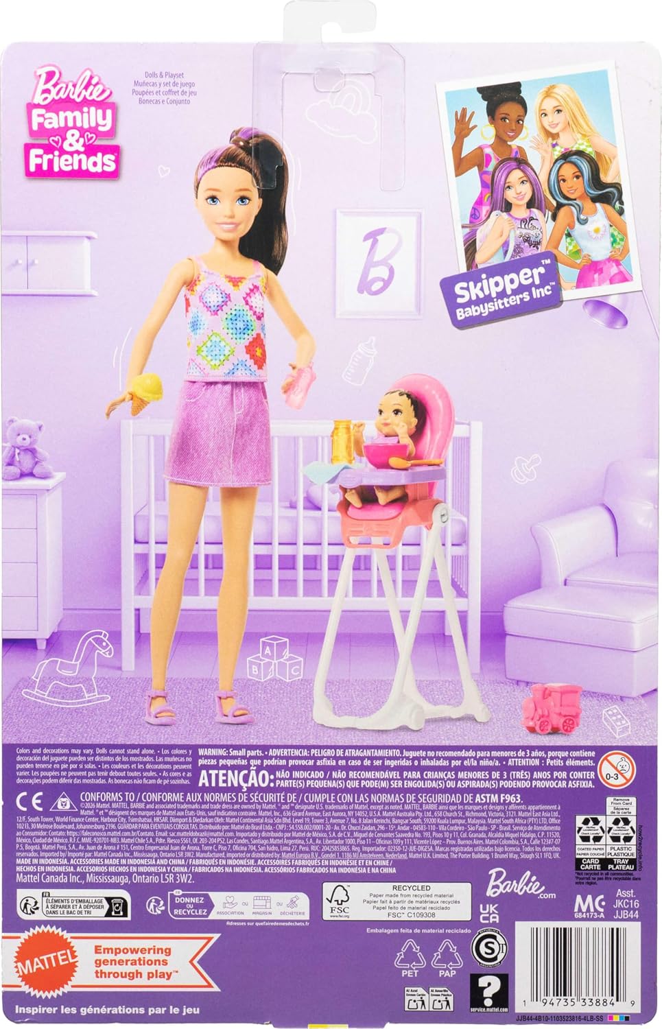 Barbie Skipper Babysitters Inc. Juego con muñeca morena con cola de...
