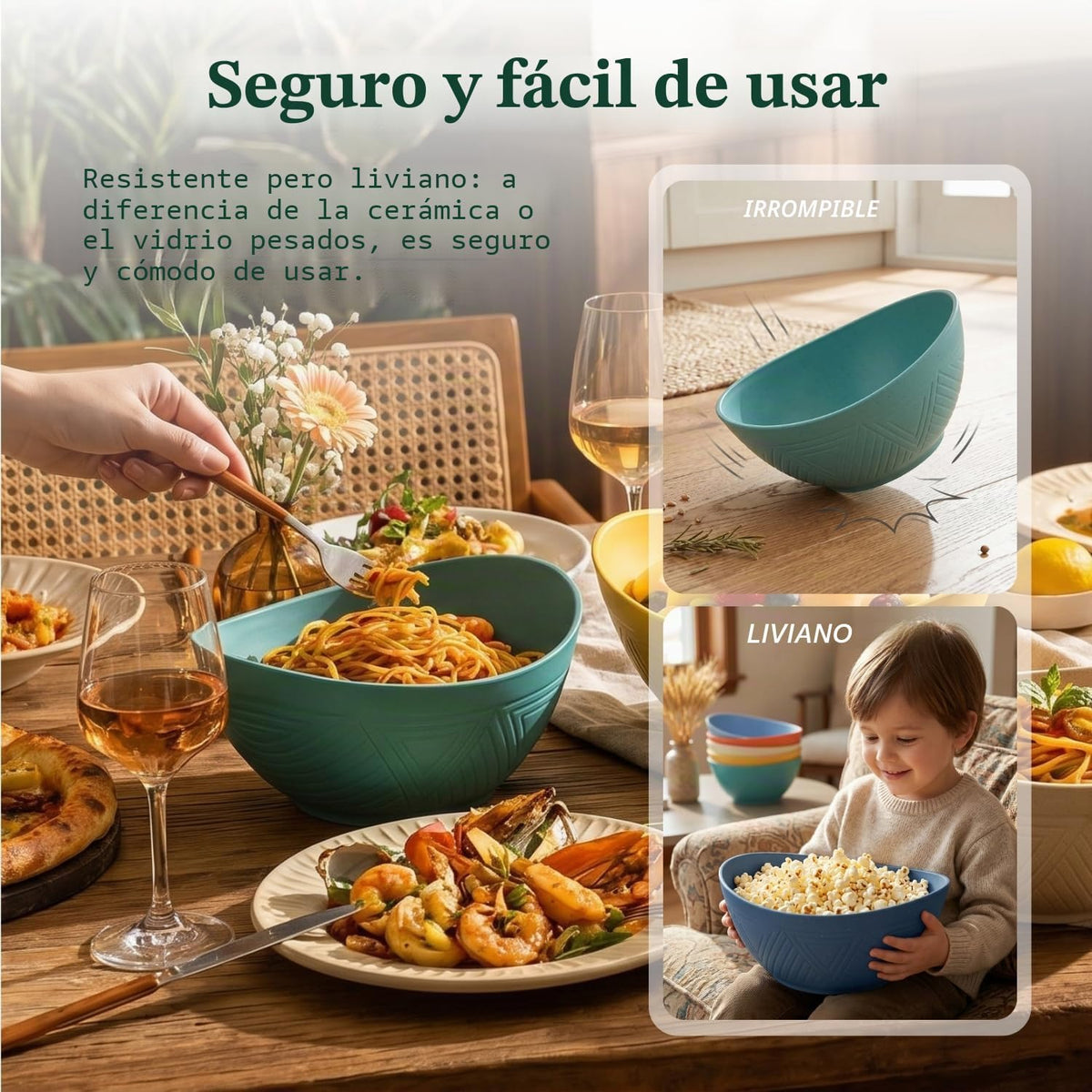 Homienly Juego de 6 cuencos de 60oz de paja de trigo, cuencos para...