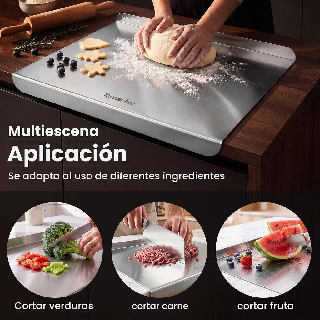 Tabla de cortar de acero inoxidable 304 con borde, tablas de cortar...