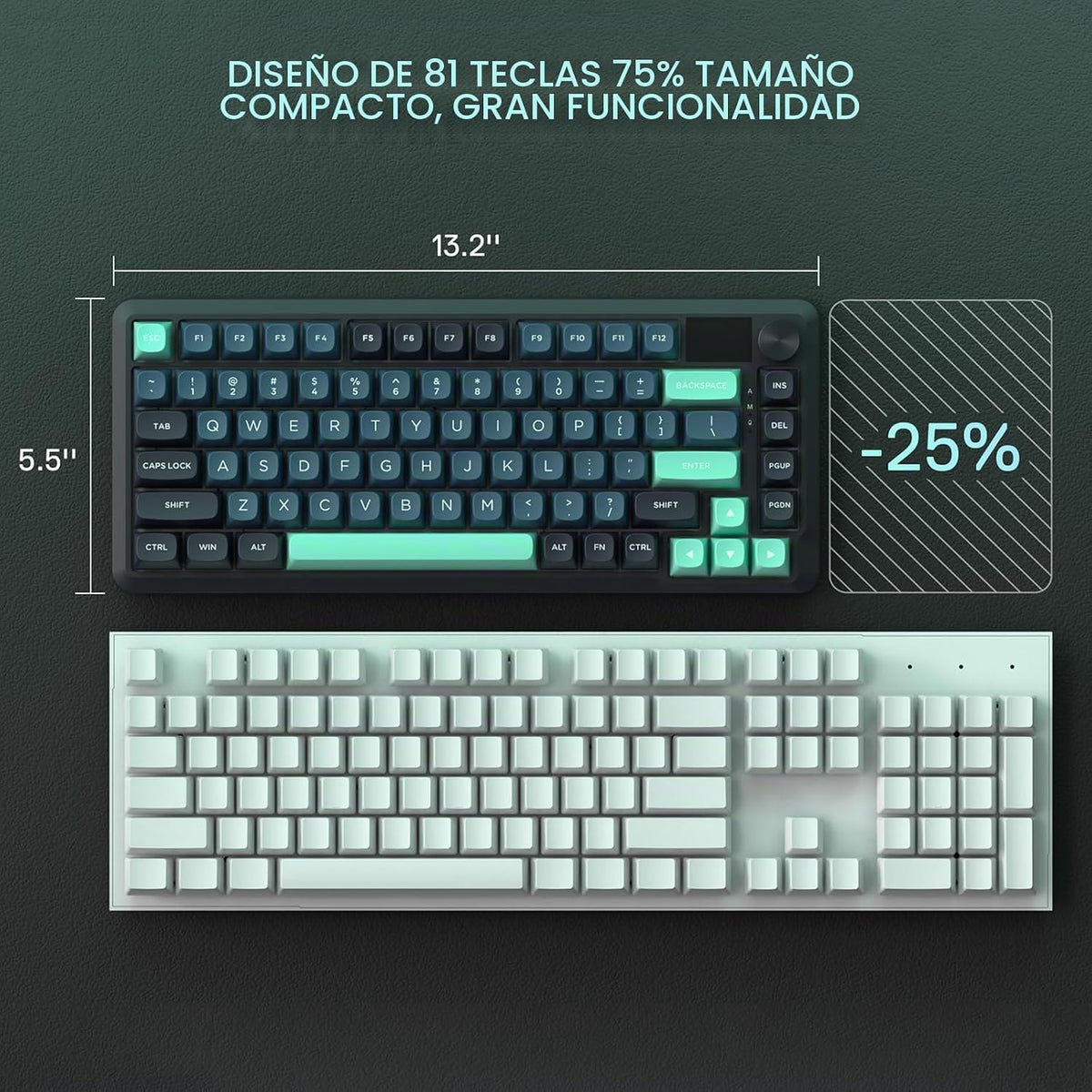 Redragon K724 PRO Teclado inalámbrico de 81 teclas para juegos, pan...