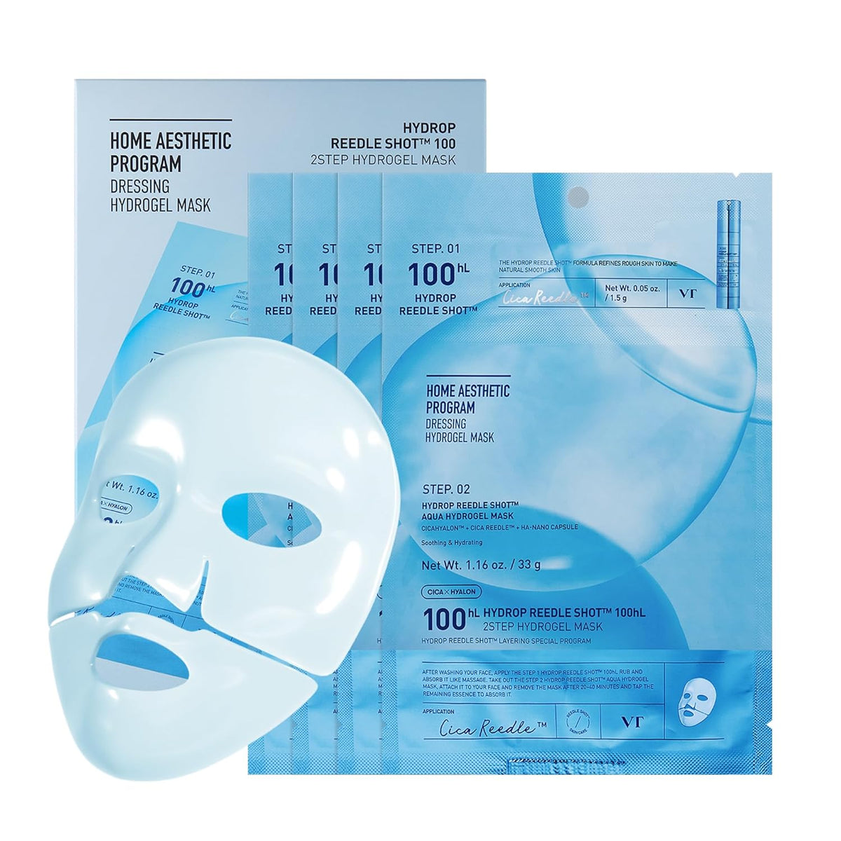 VT COSMETICS Hydrop Reedle Shot 100hl Máscara de Hidrogel de 2 Paso...