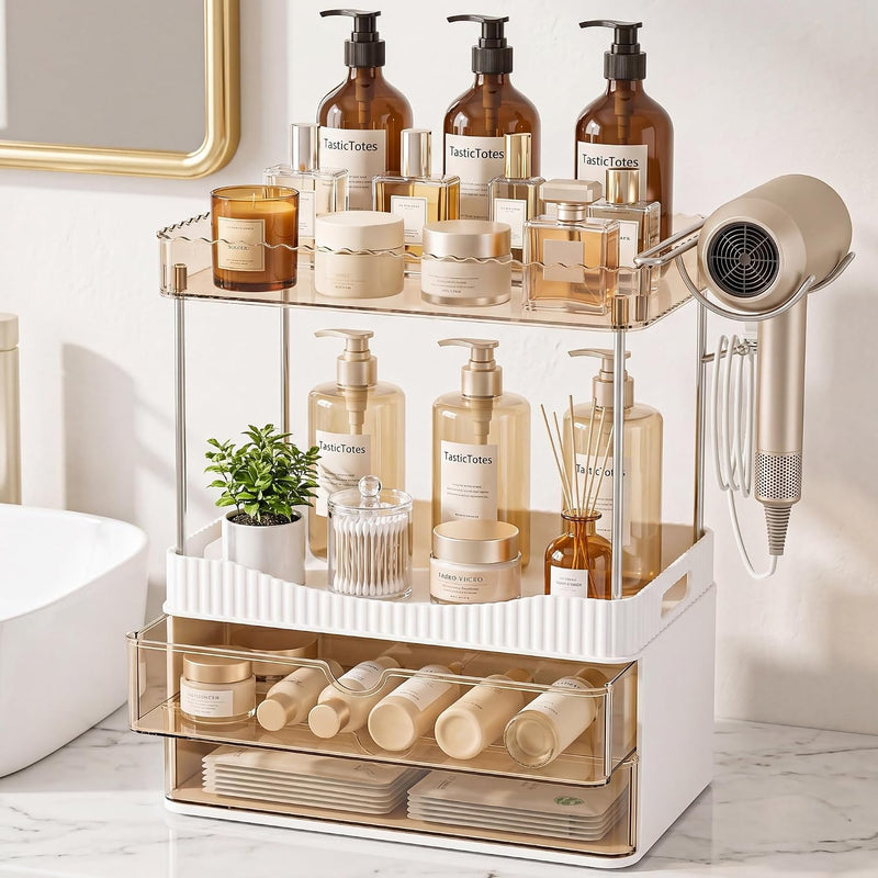 TasticTotes Organizador de mostrador de baño con soporte para secad...