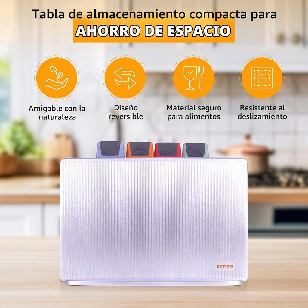 EZTICO Juego de tablas de cortar no tóxicas de 4 piezas con tijeras...