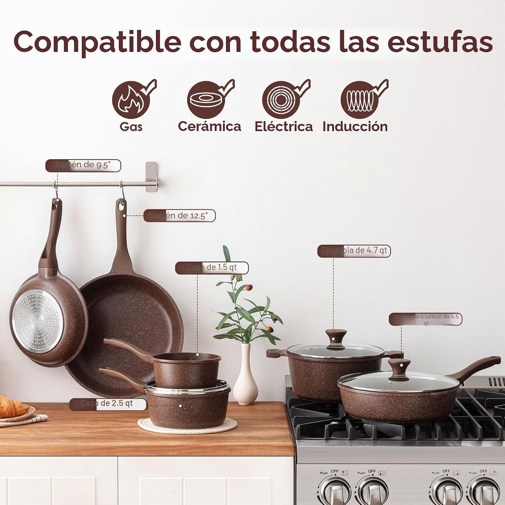 SENSARTE Juego de utensilios de cocina antiadherentes de 16 piezas,...