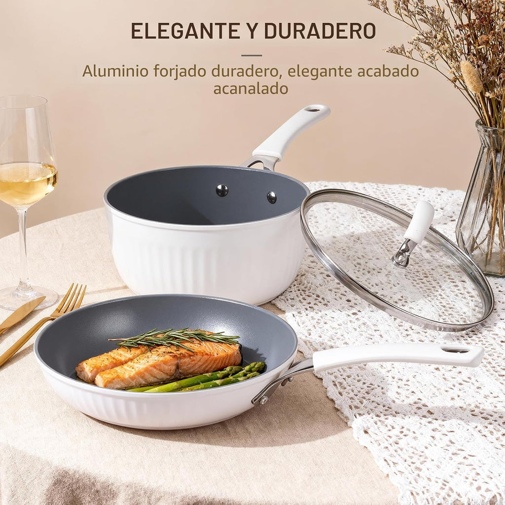 Ammeloo Juego de utensilios de cocina de cerámica acanalada de 15 p...
