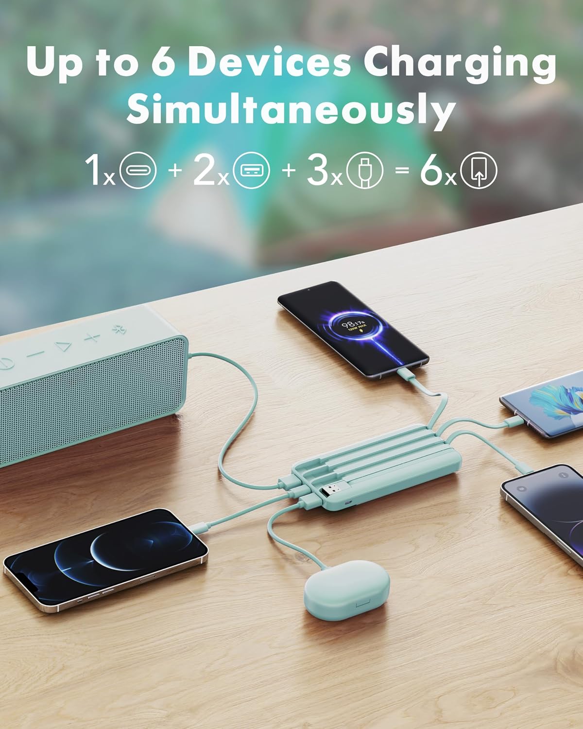 charmast Cargador portátil de banco de energía 10000mAh con 4 cable...